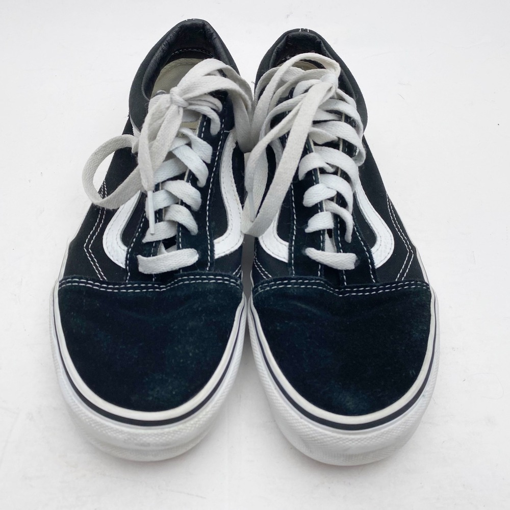 Vans Old Skool Black‎ White Suede Canvas Low Top Skate Shoes Mens 6.5 Womens 8 - Picture 2 of 8
